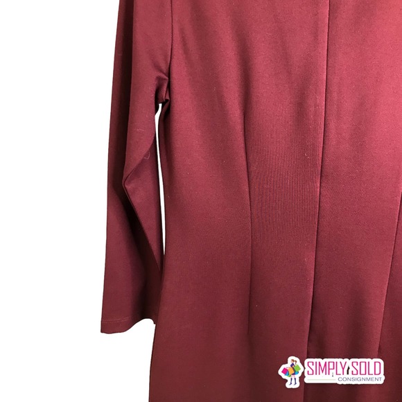 J. Mclaughlin Women A-Line Midi Dress Long Sleeve V-Neck Burgundy Bow Stretch S - Picture 5 of 10
